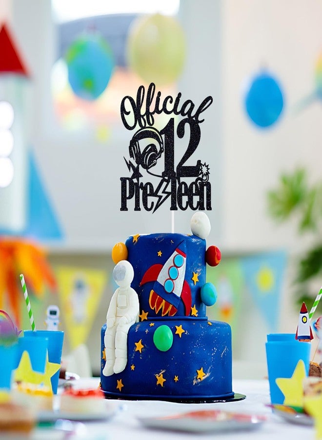 Confetti! Cheerful 12! Official Pre-teen Birthday Cake Topper - Dazzling Black Glitter Decor for 12th Birthday Parties, Perfect Party Supplies for Boys & Girls - Image 4